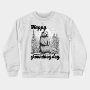 Happy Groundhog Day 2024 Groundhog Lover Funny Woodchuck Crewneck Sweatshirt